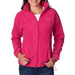 Columbia pink fleece zip up hooded jacket